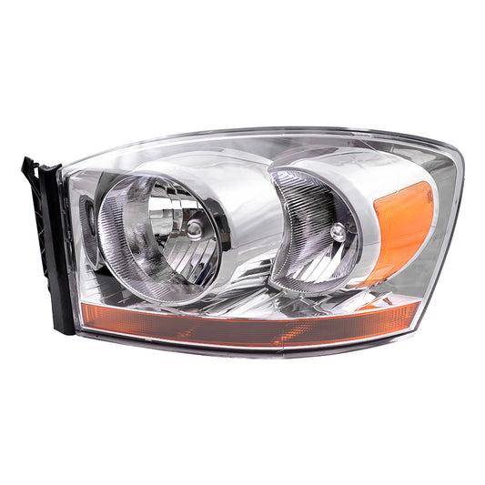 Headlight Assembly for 06 Dodge Ram 1500 Pickup 2500 3500 Drivers Chrome Bezel