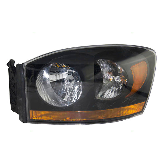 Headlight Assembly for 2006 Dodge Ram 1500 Truck 2500 3500 Drivers Black Bezel