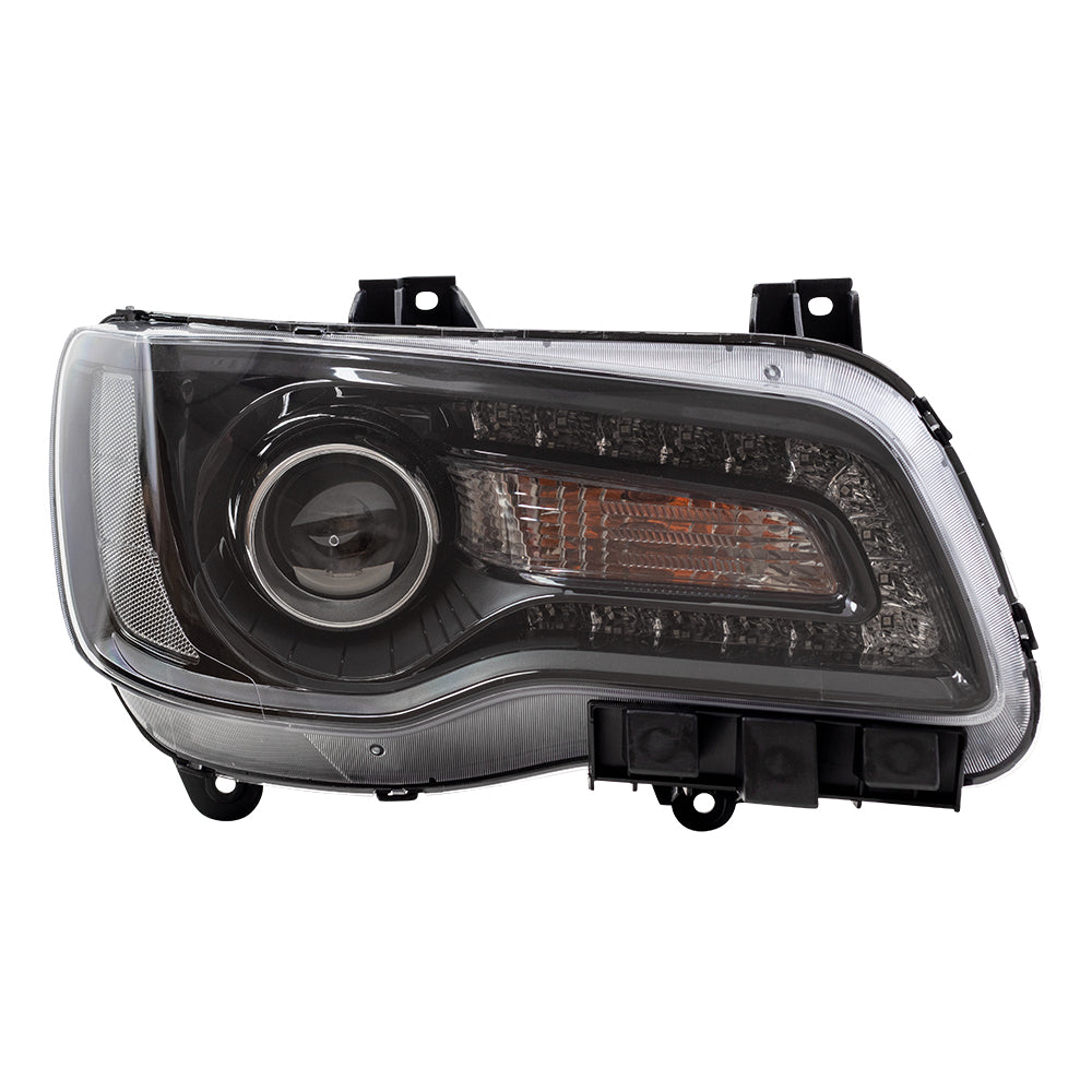 Brock Replacement Set Driver and Passenger Halogen Headlights with Black Bezels Compatible with 2015-2017 300 Sedan