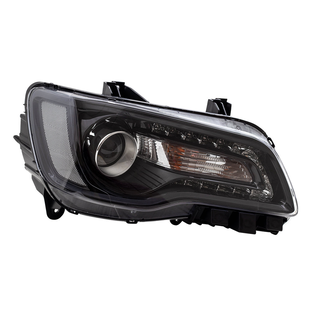 Brock Replacement Set Driver and Passenger Halogen Headlights with Black Bezels Compatible with 2015-2017 300 Sedan