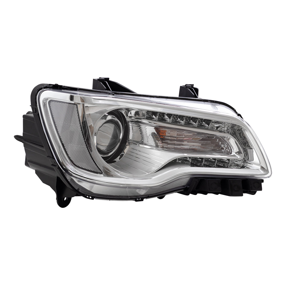 Brock Replacement Set Driver and Passenger Halogen Headlights with Chrome Bezels Compatible with 2015-2017 300 Sedan