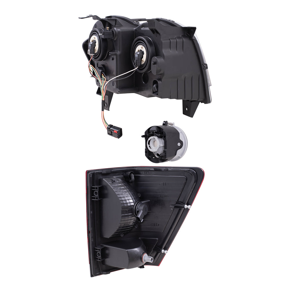 Brock Replacement Driver and Passenger Side Halogen Combination Headlight Assemblies, Fog Light Assemblies and Tail Light Assemblies 6 Piece Set Compatible with 2008-2010 Grand Cherokee