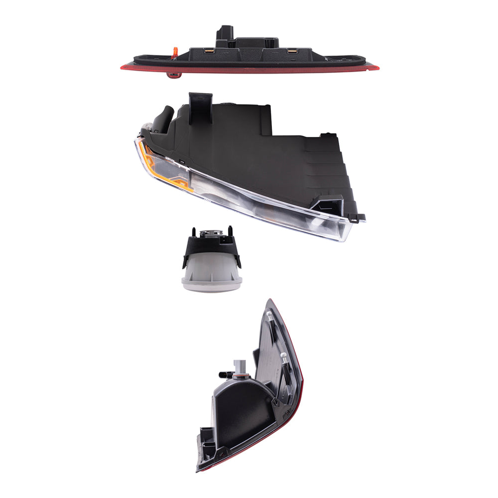 Brock Replacement Driver and Passenger Side Halogen Combination Headlights, Fog Lights & Tail Lights, and 3rd Brake Light 7 Piece Set Compatible with 2008-2010 Grand Cherokee