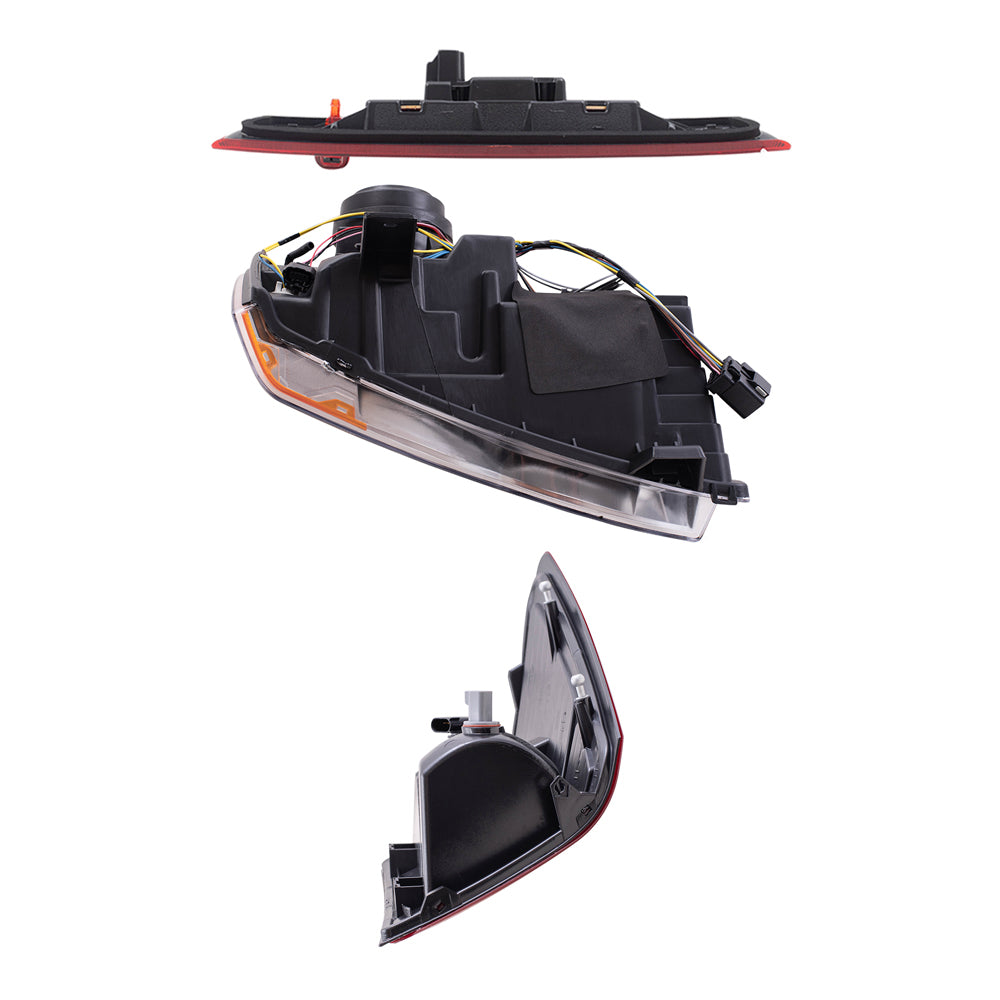 Brock Replacement Driver and Passenger Side HID Combination Headlight Assemblies, Tail Light Assemblies and 3rd Brake Light 5 Piece Set Compatible with 2008-2010 Grand Cherokee