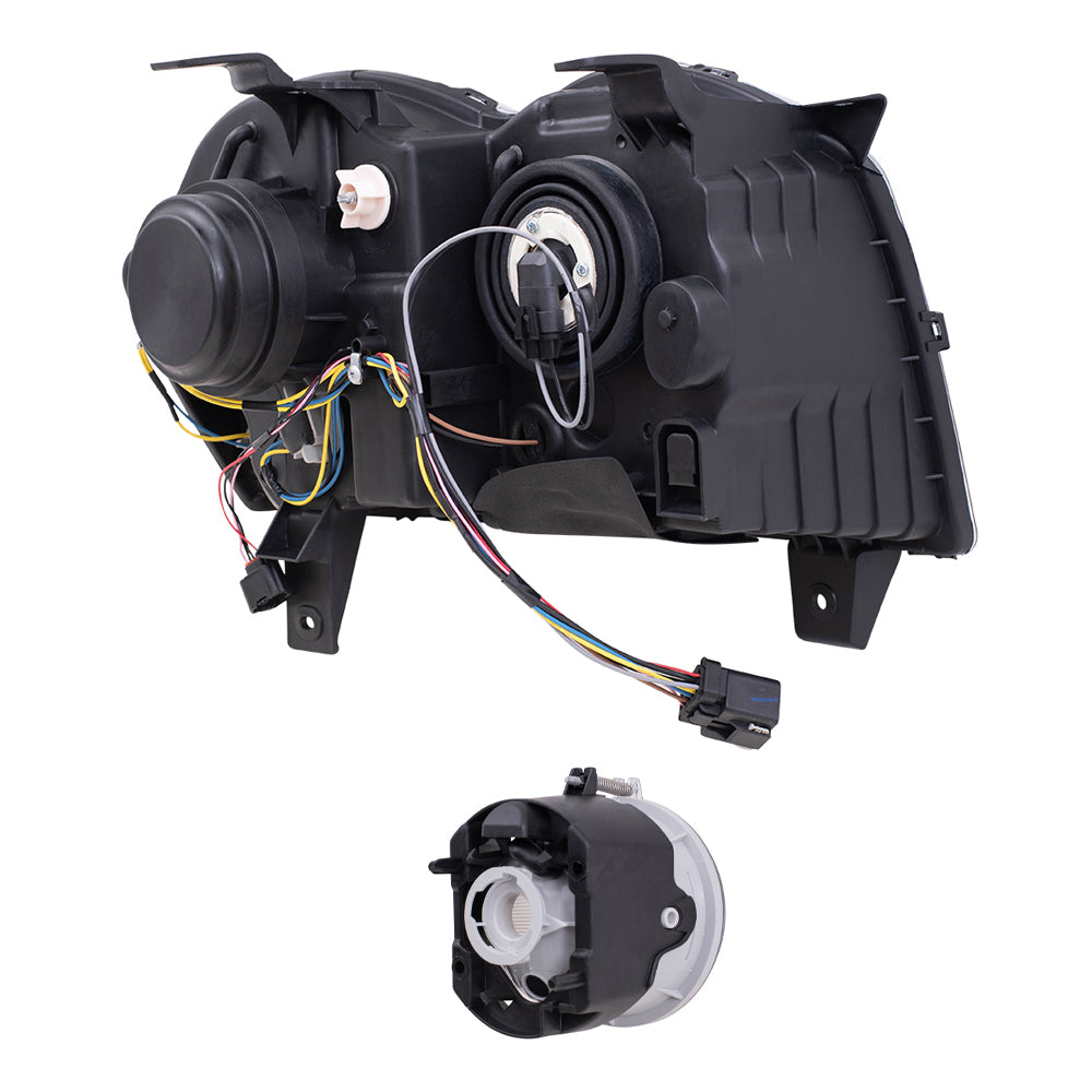 Brock Replacement Driver and Passenger Side HID Combination Headlight Assemblies and Fog Light Assemblies 4 Piece Set Compatible with 2008-2010 Grand Cherokee