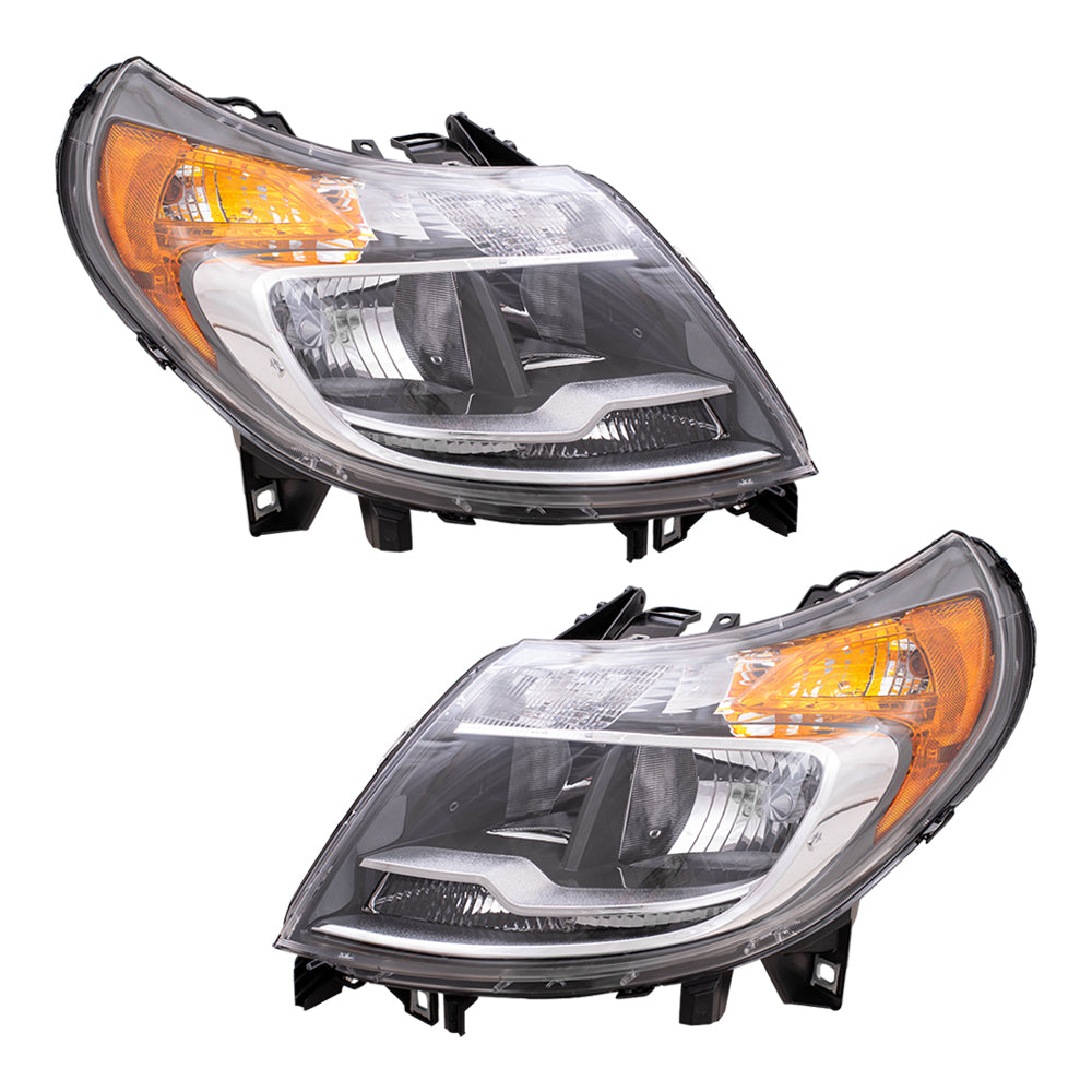Brock Replacement Set Driver and Passenger Halogen Headlights with Daytime Running Lights Compatible with 2014-2022 Promaster