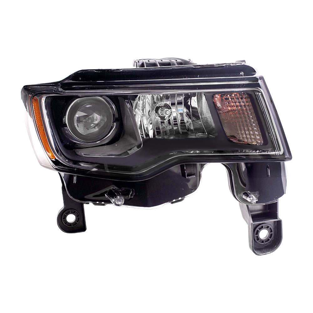 Brock Replacement Passenger Side Halogen Combination Headlight Assembly with Chrome Bezel Compatible with 2017-2020 Grand Cherokee