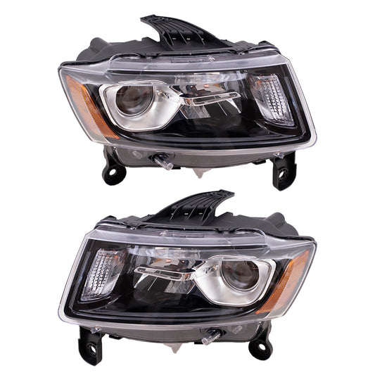2014-2016 Jeep Grand Cherokee Halogen Combination Headlight Assembly With Black Bezel Set LH+RH