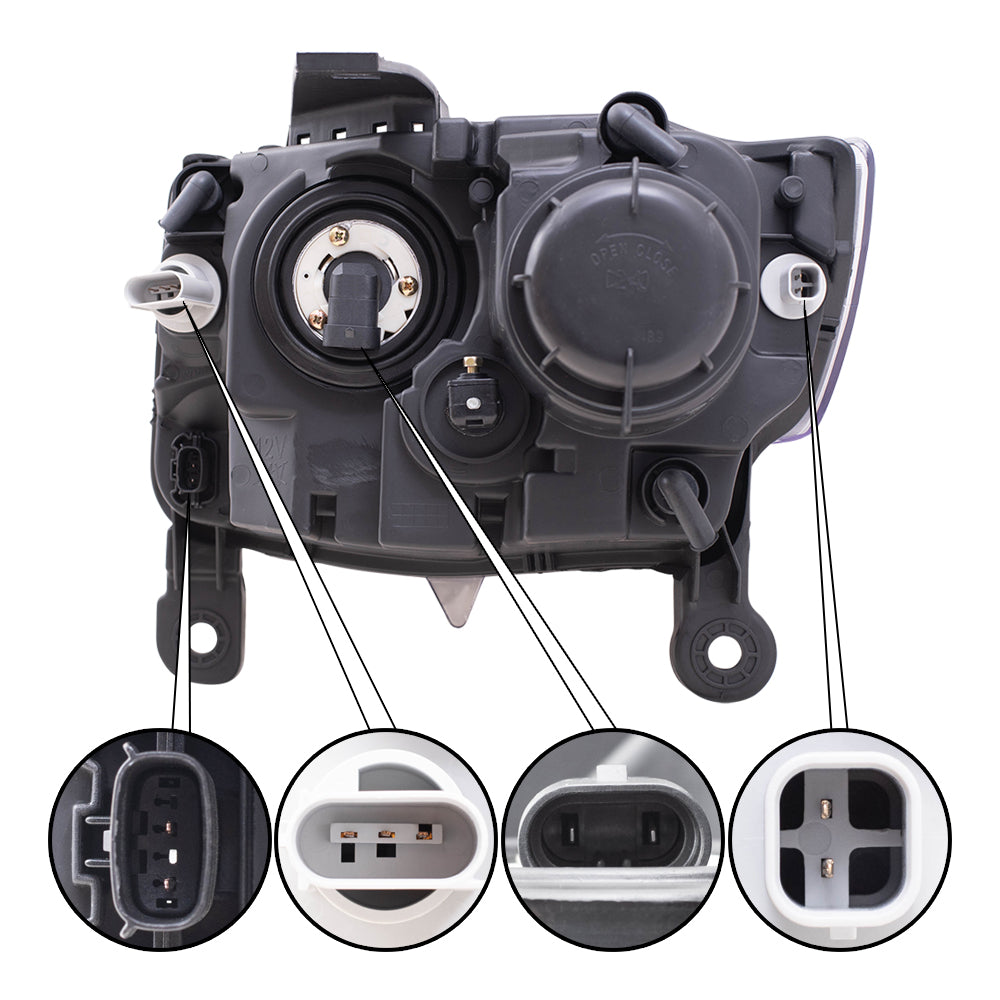 2014-2016 Jeep Grand Cherokee Halogen Combination Headlight Assembly With Black Bezel RH