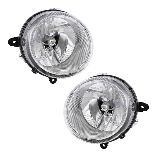 Brock Replacement Set Halogen Headlights Compatible with 2007-2010 Compass 2007-2017 Patriot 5303843AE 5303842AE