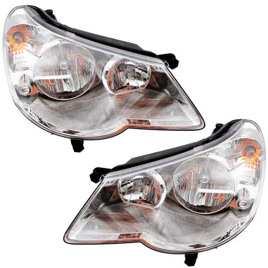 Brock Replacement Set Driver and Passenger Type 1 Headlights Compatible with 2007-2010 Sebring 5303747AE 5303746AE