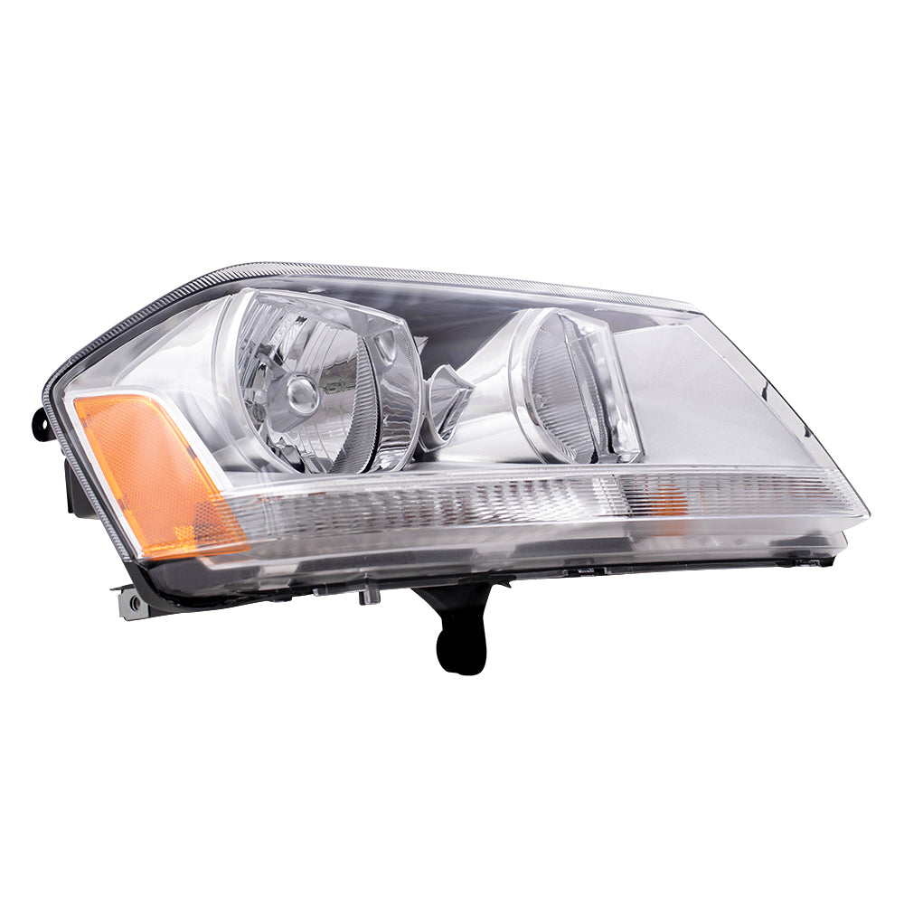 Brock Replacement Passenger Halogen Headlight with Chrome Bezel Compatible with 2008-2014 Avenger 5116342AB