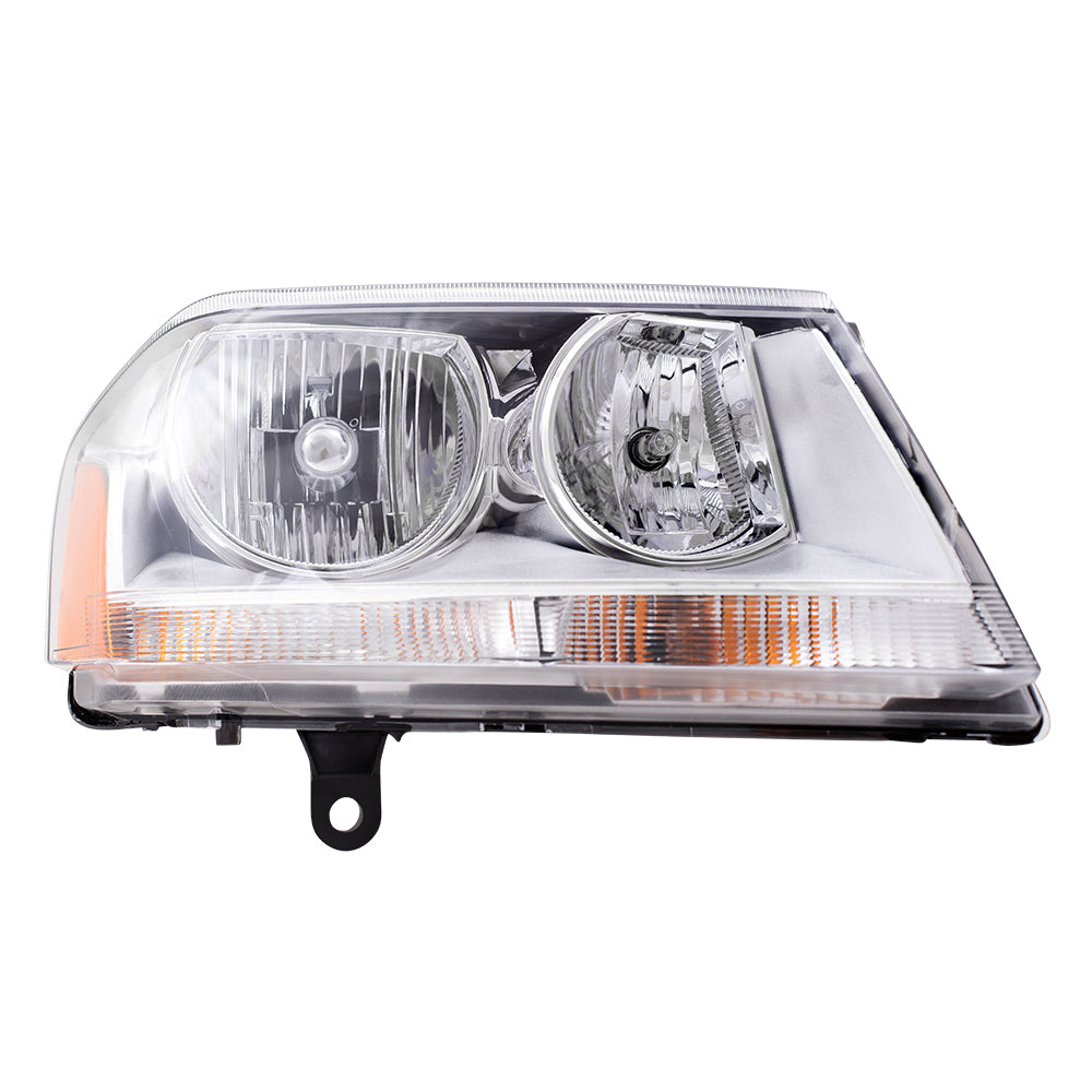 Brock Replacement Passenger Halogen Headlight with Chrome Bezel Compatible with 2008-2014 Avenger 5116342AB