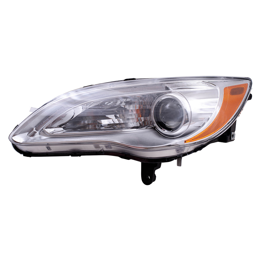 Brock Replacement Driver Halogen Headlight with Chrome Bezel Compatible with 2011-2014 200 5182591AC