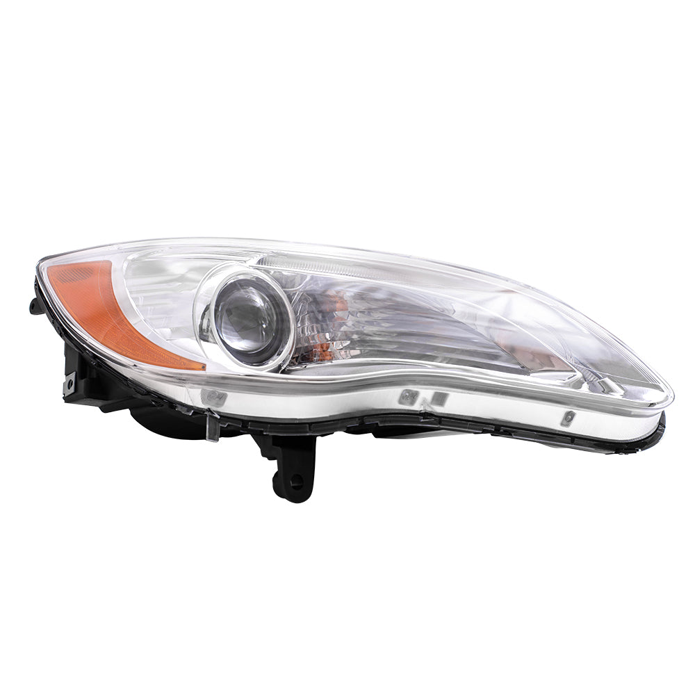 Brock Replacement Passenger Halogen Headlight with Chrome Bezel Compatible with 2011-2014 200 5182590AC