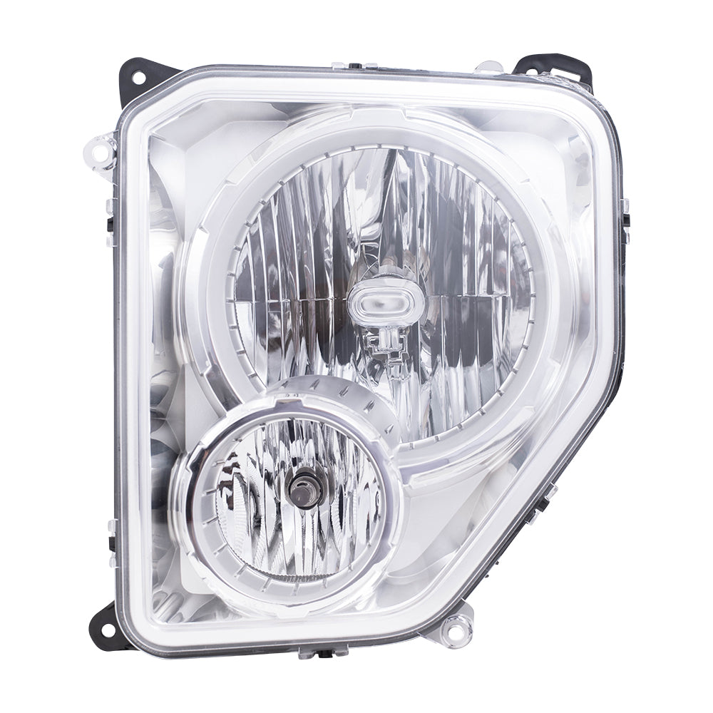 Brock Aftermarket Replacement Driver Left Passenger Right Halogen Combination Headlight Assembly With Fog Light Chrome Bezel Set Compatible With 2008-20012 Jeep Liberty