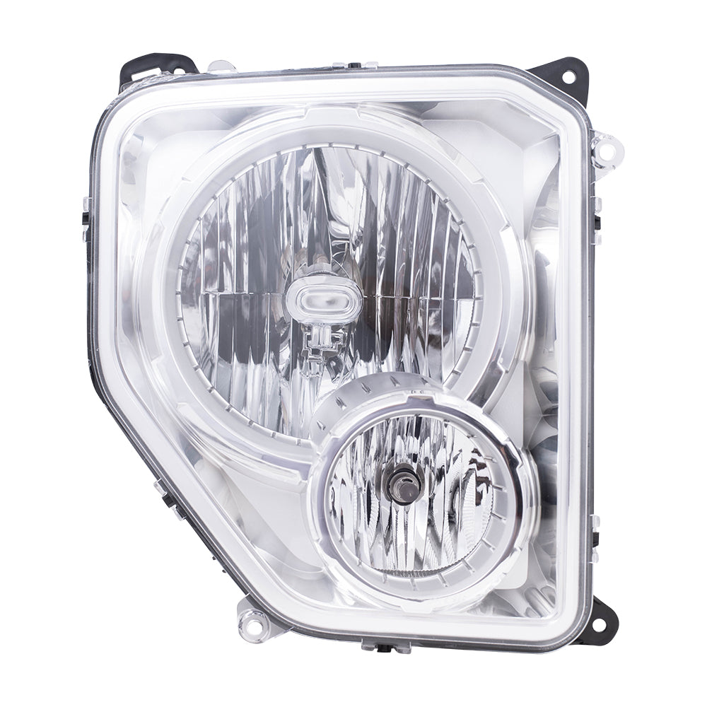 Brock Aftermarket Replacement Passenger Right Halogen Combination Headlight Assembly With Fog Light Chrome Bezel Compatible With 2008-20012 Jeep Liberty