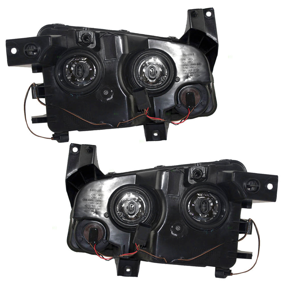 Brock Replacement Set Driver and Passenger Halogen Headlights with Amber Signal Lens Compatible with 2006-2010 Charger 4806165AF 4806164AF
