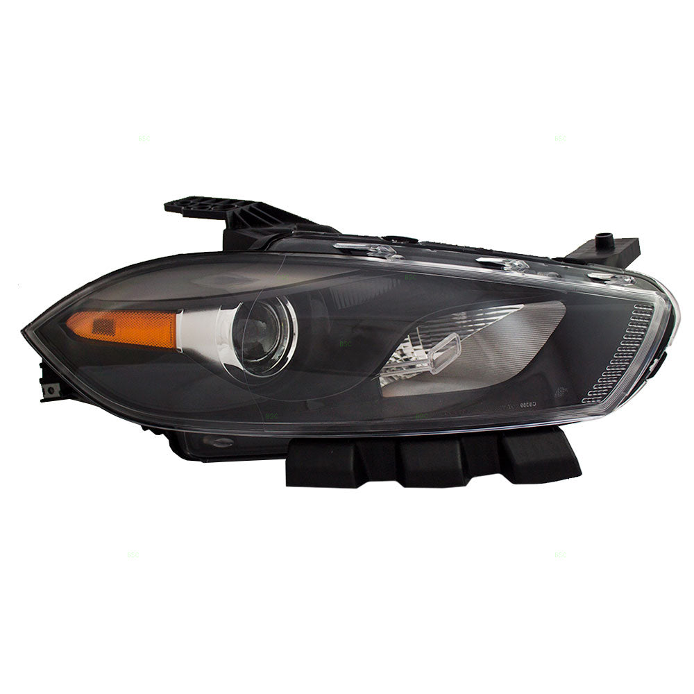 Brock Replacement Passenger Halogen Headlight Lens with Black Trim Compatible with 2013-2014 Dart 68085140AG