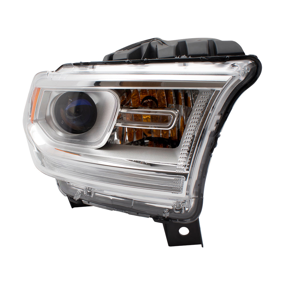 Brock Replacement Passenger Halogen Combination Headlight Chrome Trim Compatible with 2014-2015 Durango 68188730AF