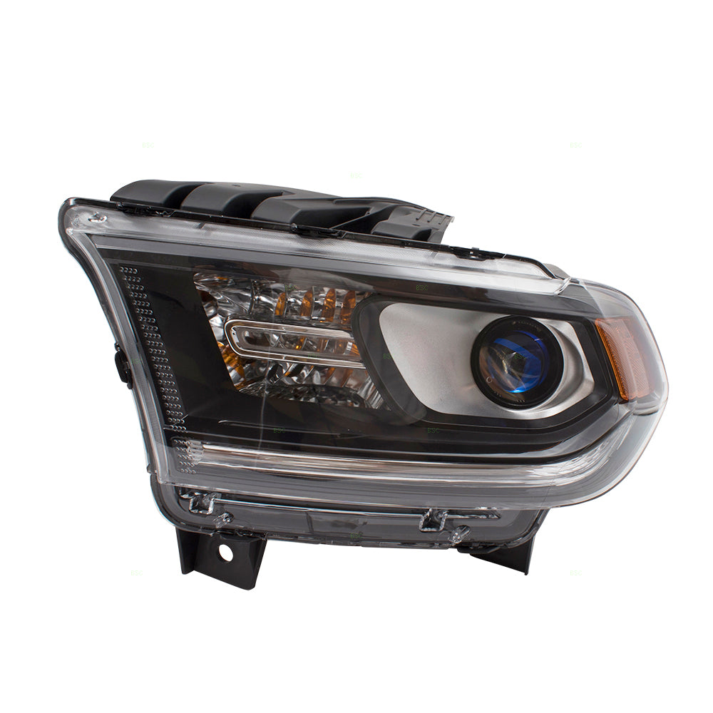 Brock Replacement Set Driver and Passenger Halogen Combination Headlights Black Trim Compatible with 2014-2015 Durango 68184827AF 68184826AF