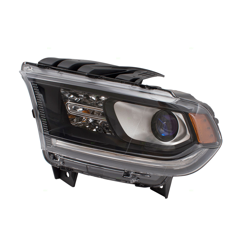 Brock Replacement Set Driver and Passenger Halogen Combination Headlights Black Trim Compatible with 2014-2015 Durango 68184827AF 68184826AF
