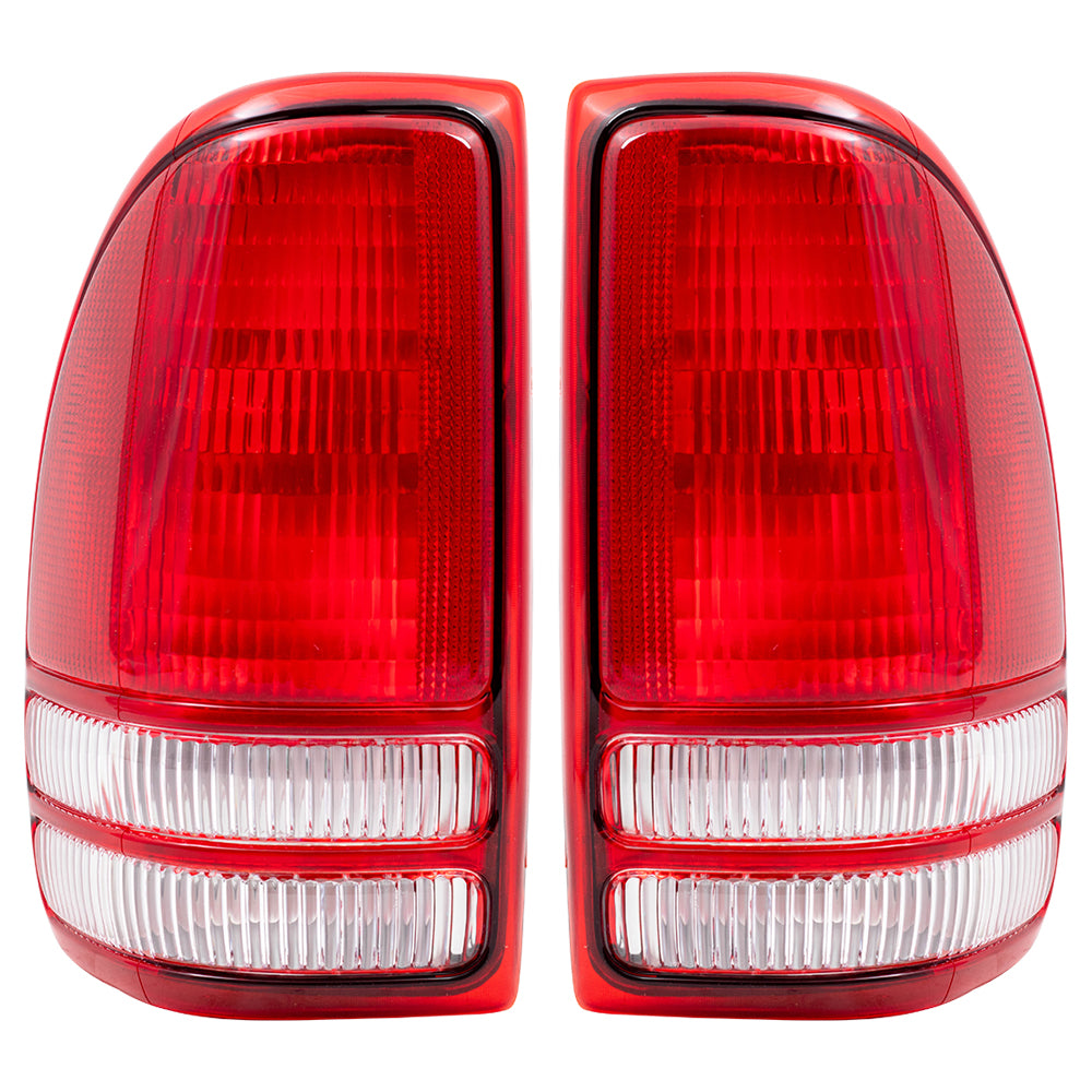 Brock Pair Tail Lights for 97-04 Dodge Dakota Pickup Tail Lamps Set 55055113 55055112