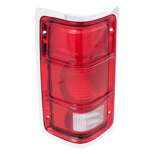 Brock Replacement Driver Taillight with Chrome Bezel Compatible with 1988-1992 Dakota Pickup Truck 4482577