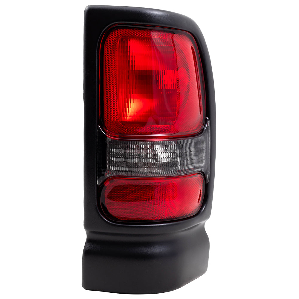 Brock Replacement Tail Lights Compatible with 1994-2001 1500 Pickup Truck 1994-2002 2500 3500 Set with Textured Black Bezels 55055265AC 55055264AC