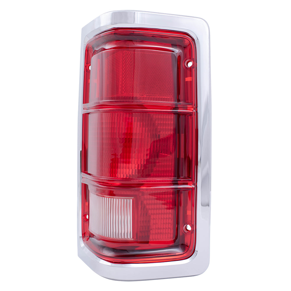 Brock Replacement Set Driver and Passenger Tail Lights Red Trim with Chrome Housing Compatible with 1981-1993 Pickup Truck charger 55054795 55054794