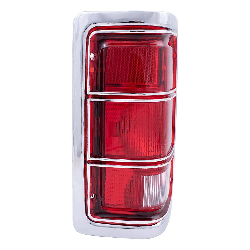Brock Replacement Driver Taillight Chrome Trim and Housing Compatible with 1981-1993 Pickup charger 4163151