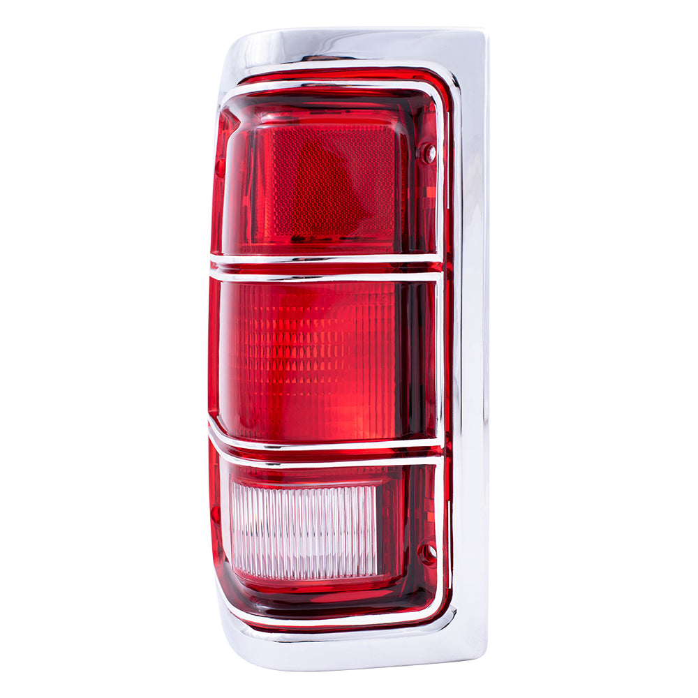 Brock Replacement Driver Taillight Chrome Trim and Housing Compatible with 1981-1993 Pickup charger 4163151