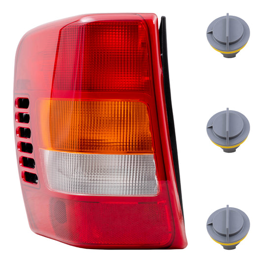 Brock Aftermarket Replacement Rear Driver Left Tail Light Unit with Circuit Board and Tail Light Bulb Sockets W/O Bulbs 4 Piece Set Compatible with 1999-2002 Grand Cherokee To 11/01