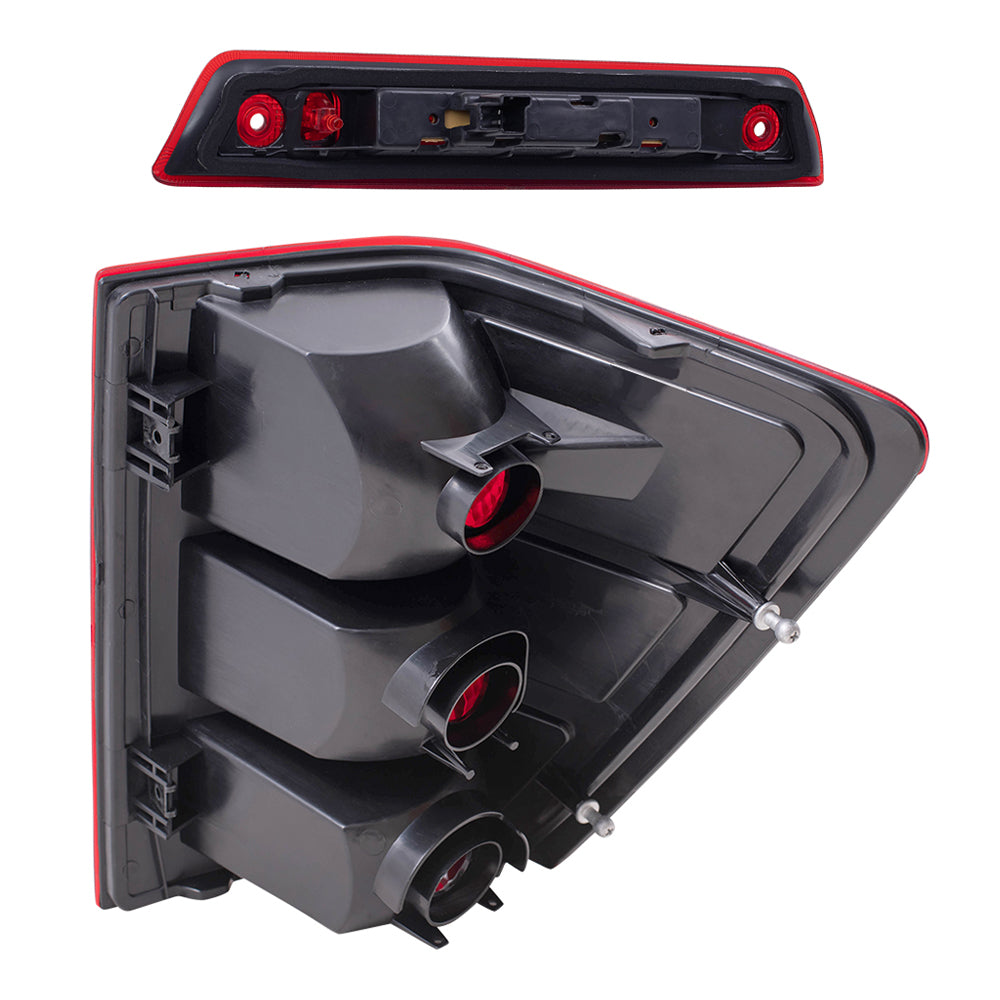 Brock Replacement Driver and Passenger Side Tail Light Units & 3rd Brake Light 3 Piece Set Compatible with 2005-2006 Jeep Grand Cherokee