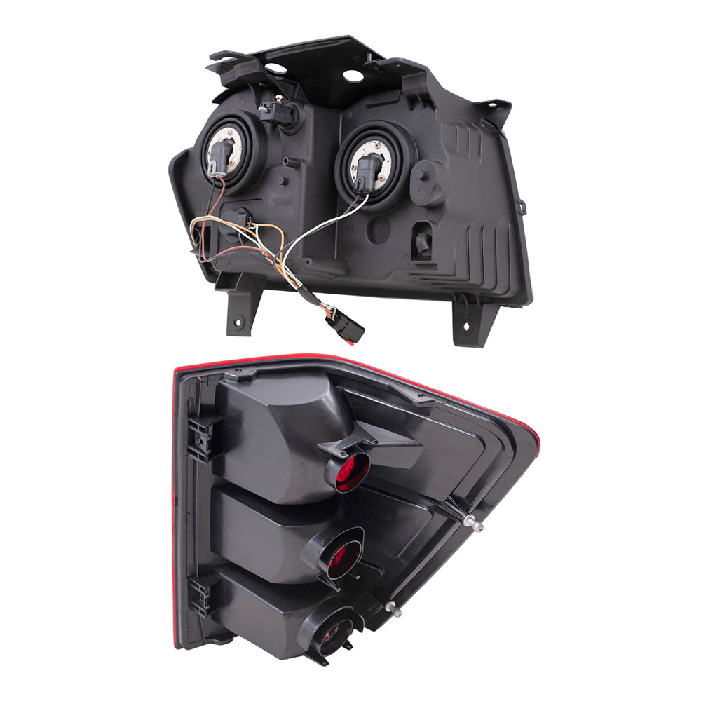 Brock Replacement Driver and Passenger Side Halogen Combination Headlight Assemblies & Tail Light Units 4 Piece Set Compatible with 2005-2006 Grand Cherokee