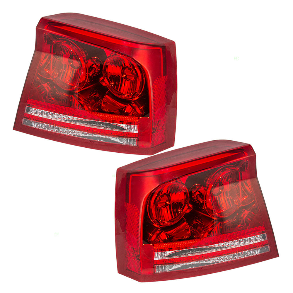 Brock Replacement Set Driver and Passenger Tail Lights Compatible with 2006-2008 Charger 5174407AA 5174406AA