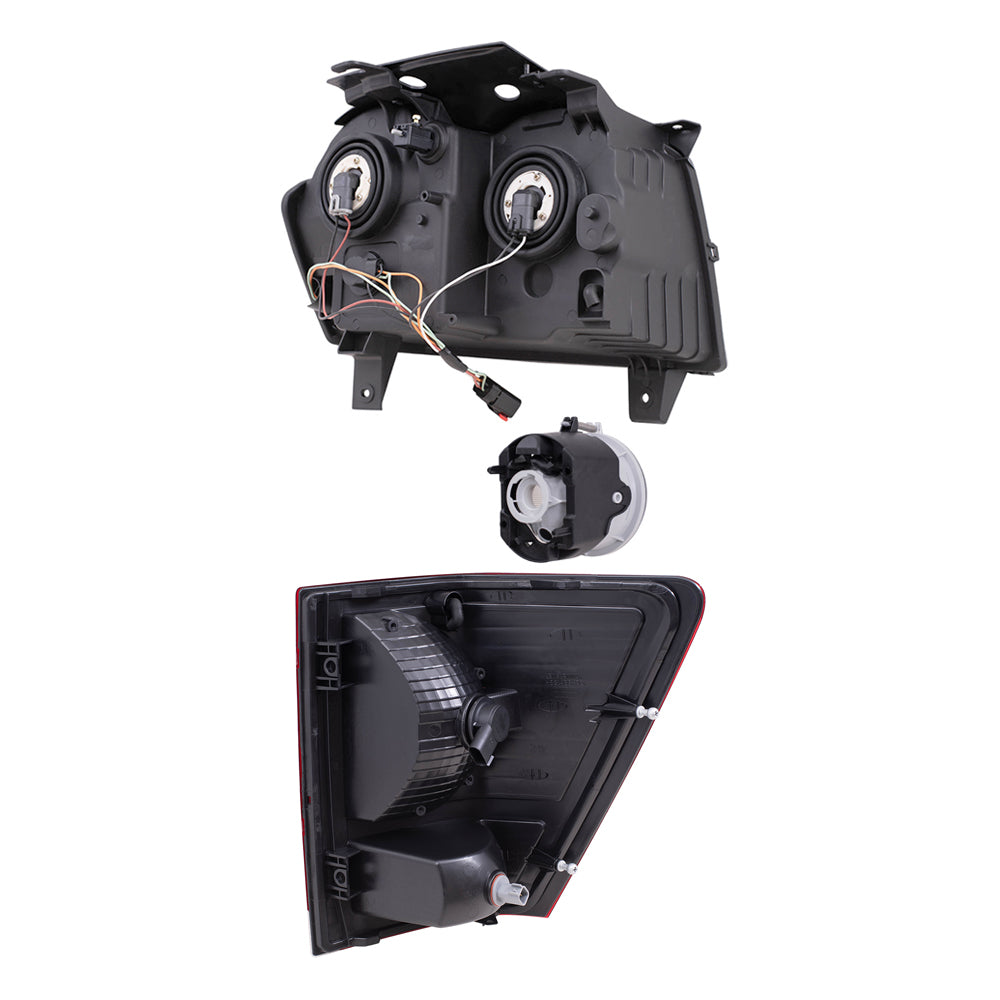 Brock Replacement Driver and Passenger Side Halogen Combination Headlight Assemblies, Fog Light Assemblies and Tail Light Assemblies 6 Piece Set Compatible with 2007 Grand Cherokee
