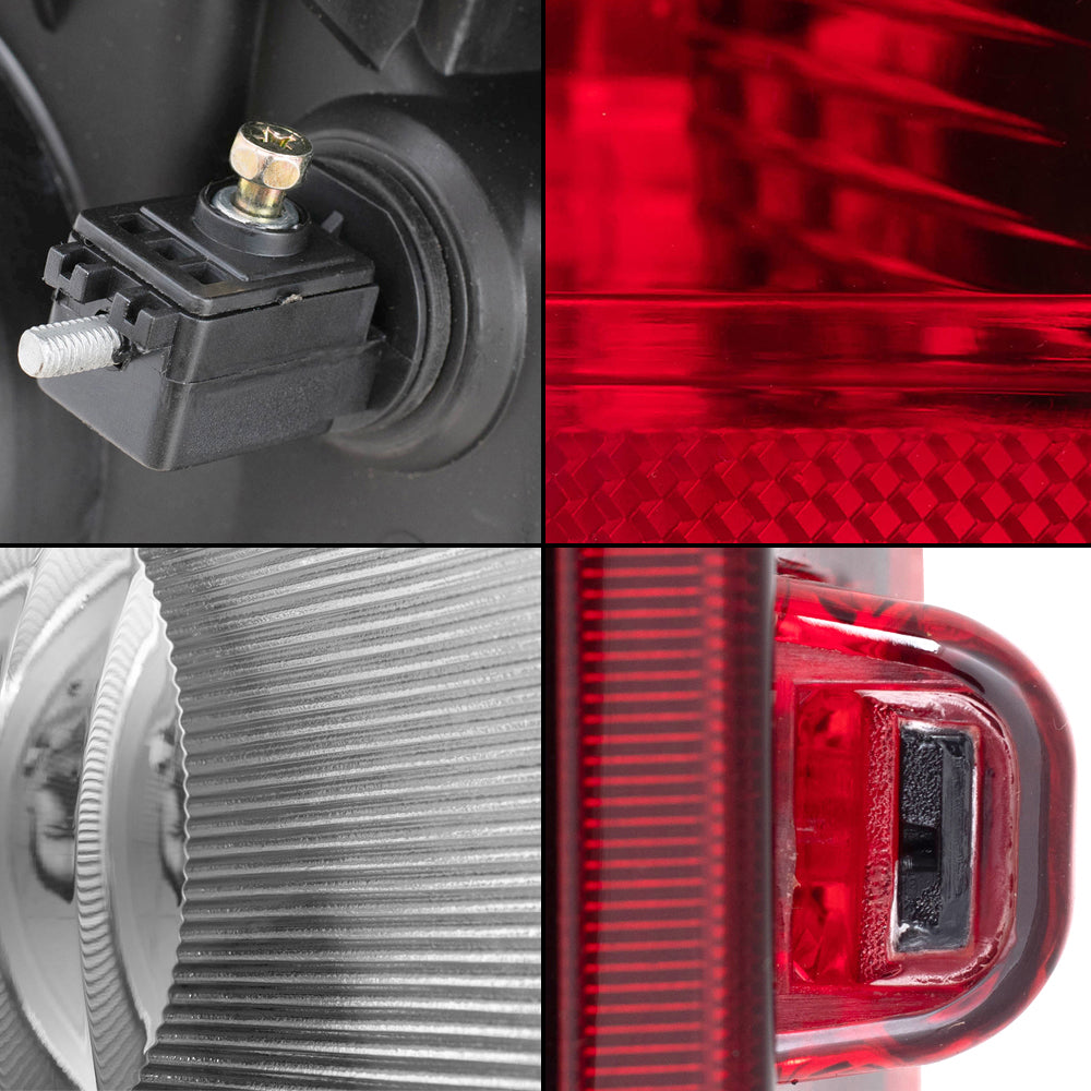 Brock Replacement Driver and Passenger Side Halogen Combination Headlights, Fog Lights & Tail Lights, and 3rd Brake Light 7 Piece Set Compatible with 2007 Grand Cherokee