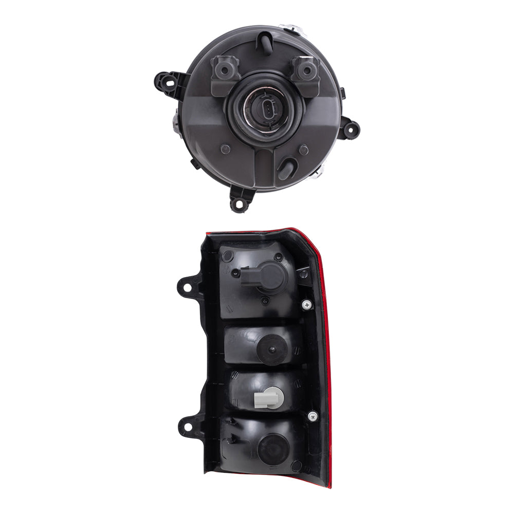 Brock Replacement Halogen Headlight Assemblies without Leveling and Tail Light Assemblies 4 Piece Set Compatible with 2008-2017 Patriot