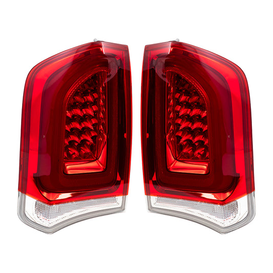 Brock Replacement Set Driver and Passenger Tail Lights with Chrome Compatible with 2015-2019 300