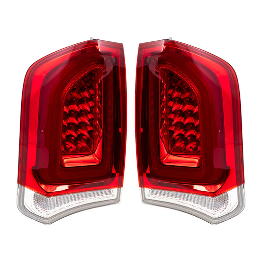 Brock Replacement Set Driver and Passenger Tail Lights with Chrome Compatible with 2015-2019 300