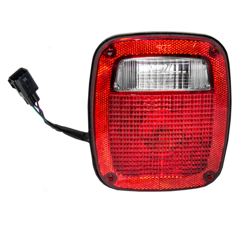 Brock Replacement Passenger Tail Light Lens with Square Connector Compatible with 1998-2006 Wrangler 56018648AD