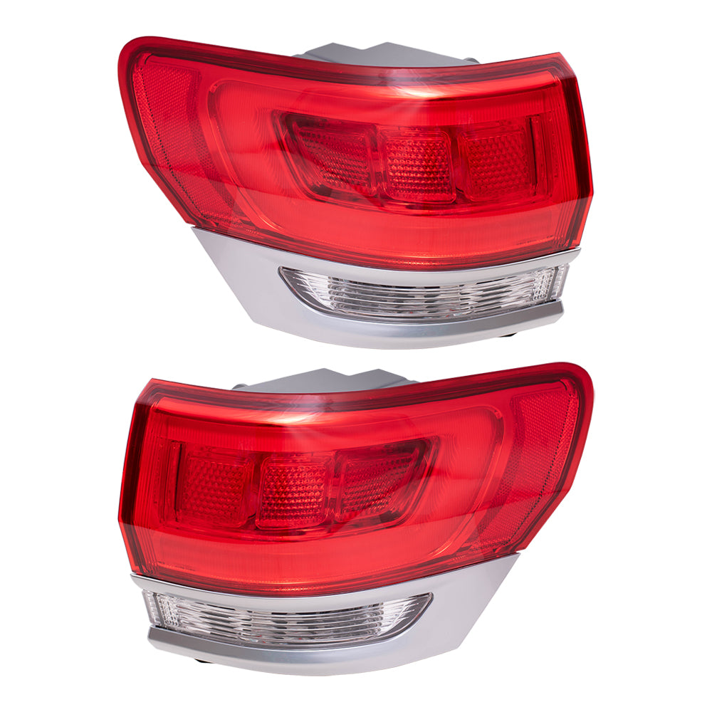 Brock Replacement Driver and Passenger Side Tail Light Assemblies with Platinum Insert Body Mounted Panel Compatible with 2014-2020 Grand Cherokee