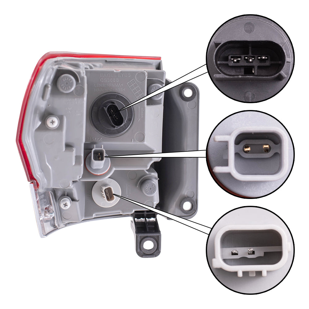 Brock Replacement Driver and Passenger Side Tail Light Assemblies with Platinum Insert Body Mounted Panel Compatible with 2014-2020 Grand Cherokee