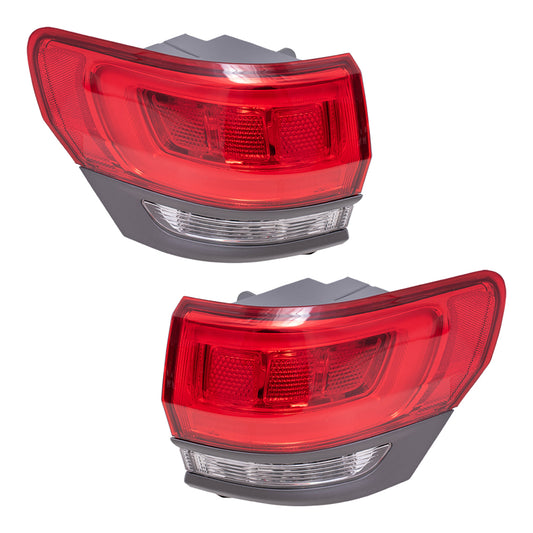 Brock Replacement Driver and Passenger Side Tail Light Assembly with Gray Bezel without Platinum Insert Body Mounted Set Compatible with 14-20 Grand Cherokee