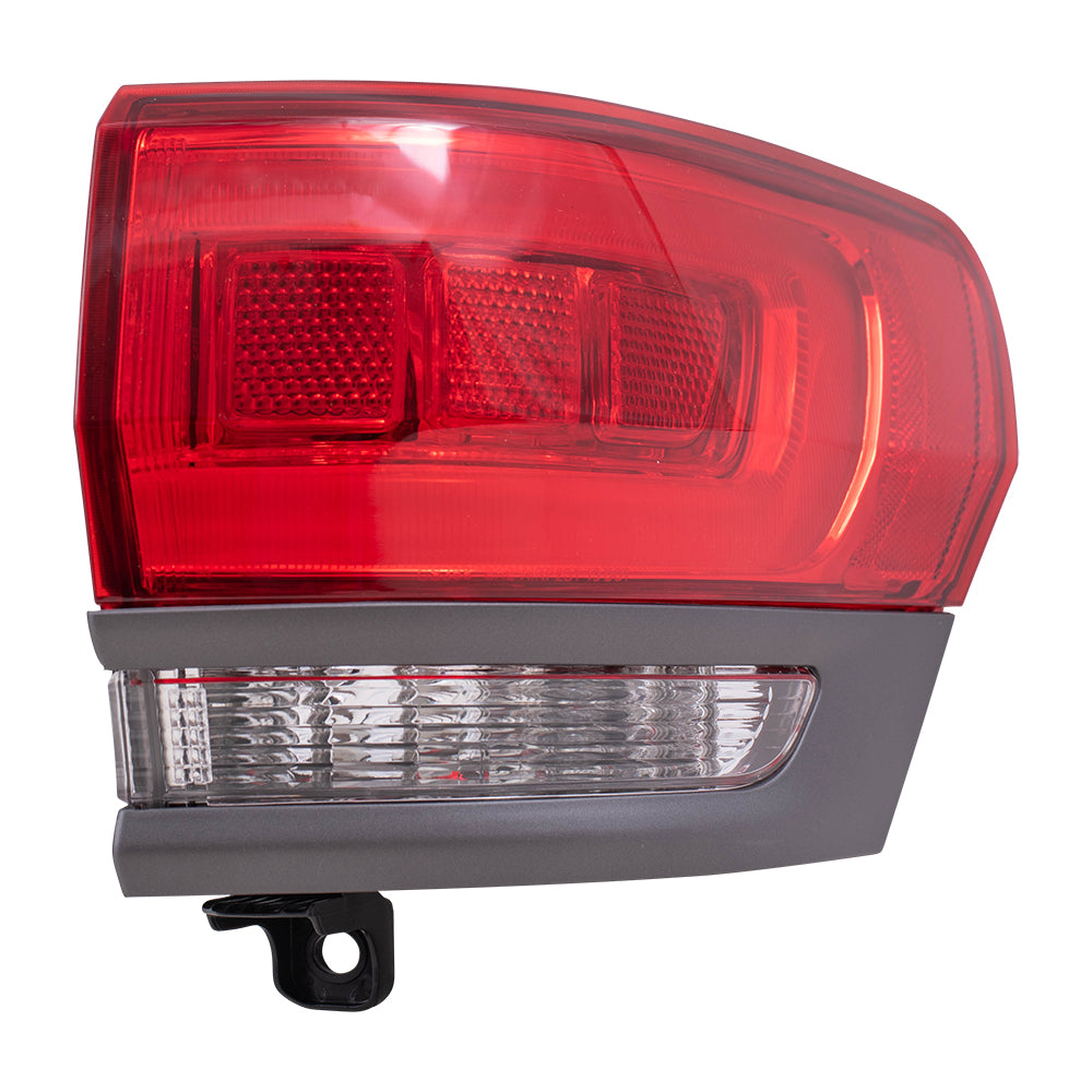 Brock Replacement Passenger Side Tail Light Assembly with Gray Bezel without Platinum Insert Body Mounted Compatible with 14-20 Grand Cherokee