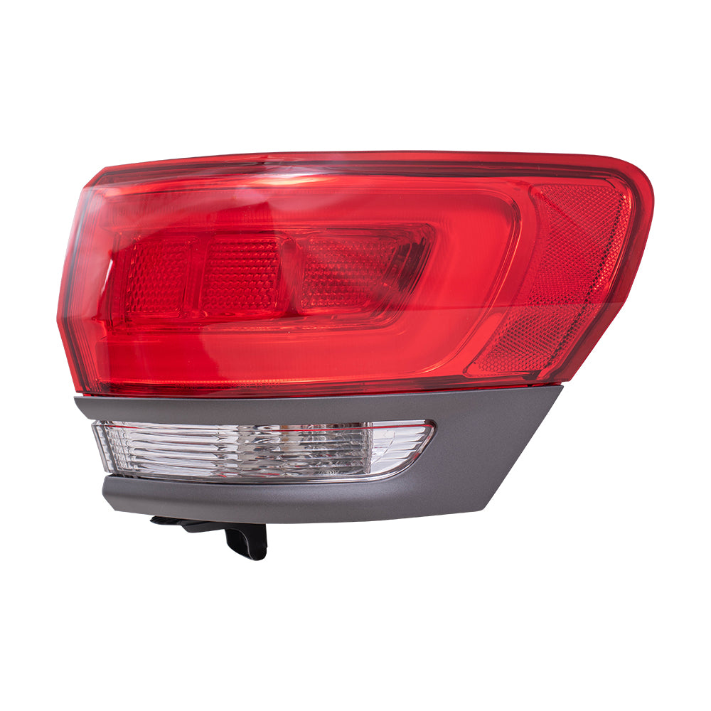 Brock Replacement Passenger Side Tail Light Assembly with Gray Bezel without Platinum Insert Body Mounted Compatible with 14-20 Grand Cherokee