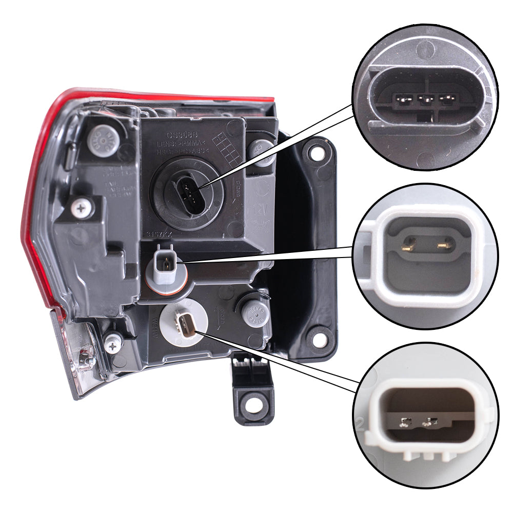Brock Replacement Driver and Passenger Side Tail Light Assembly with Granite Bezel without Platinum Insert Body Mounted Set Compatible with 14-20 Grand Cherokee