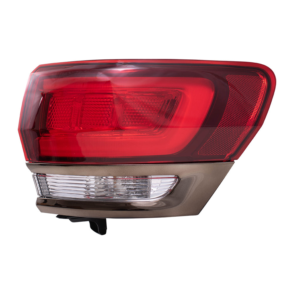 Brock Replacement Driver and Passenger Side Tail Light Assemblies with Silver Bezel without Platinum Insert Body Mounted Set Compatible with 14-20 Grand Cherokee