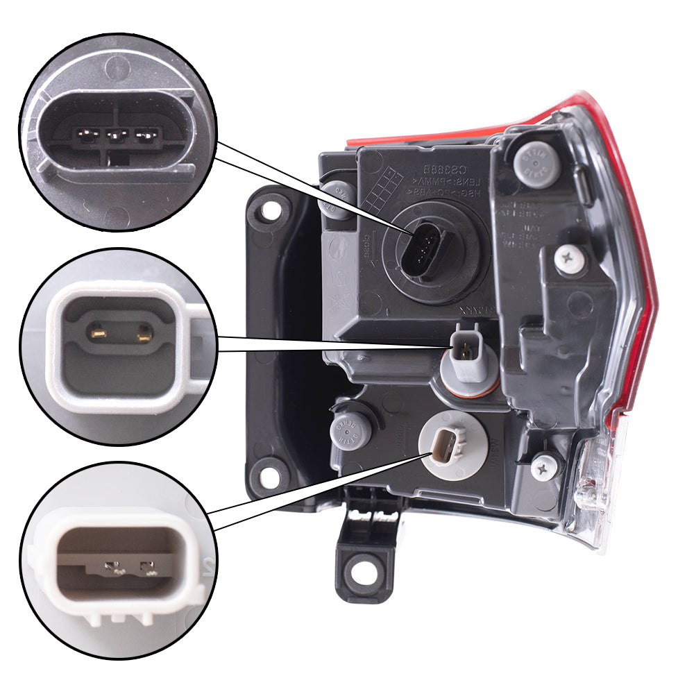 Brock Replacement Driver Side Tail Light Assembly with Silver Bezel without Platinum Insert Body Mounted Compatible with 14-20 Grand Cherokee